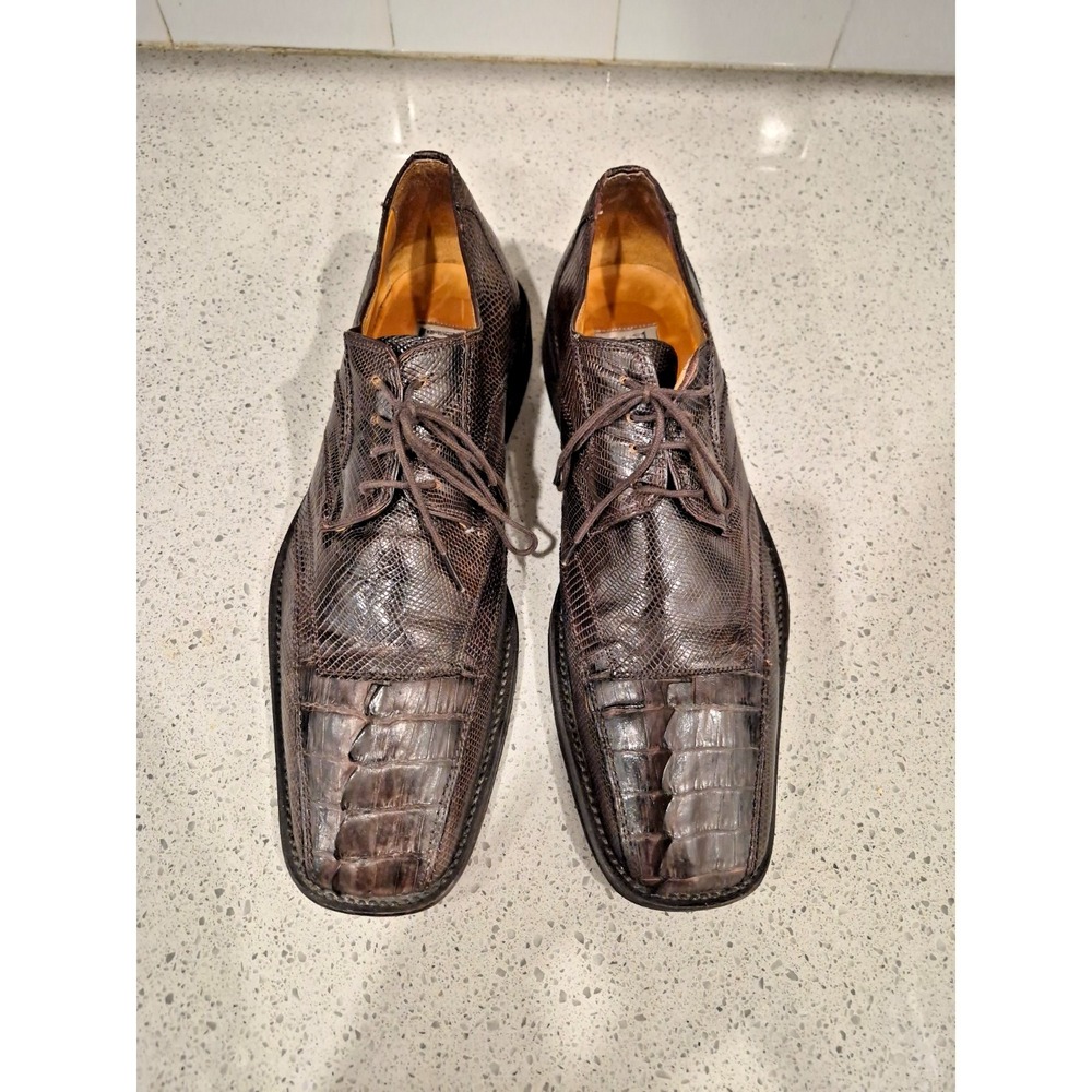 Men's Shoes, David Eden, GENUINE Croccdile and Lizard, Brown Blucher, size 10.5M
